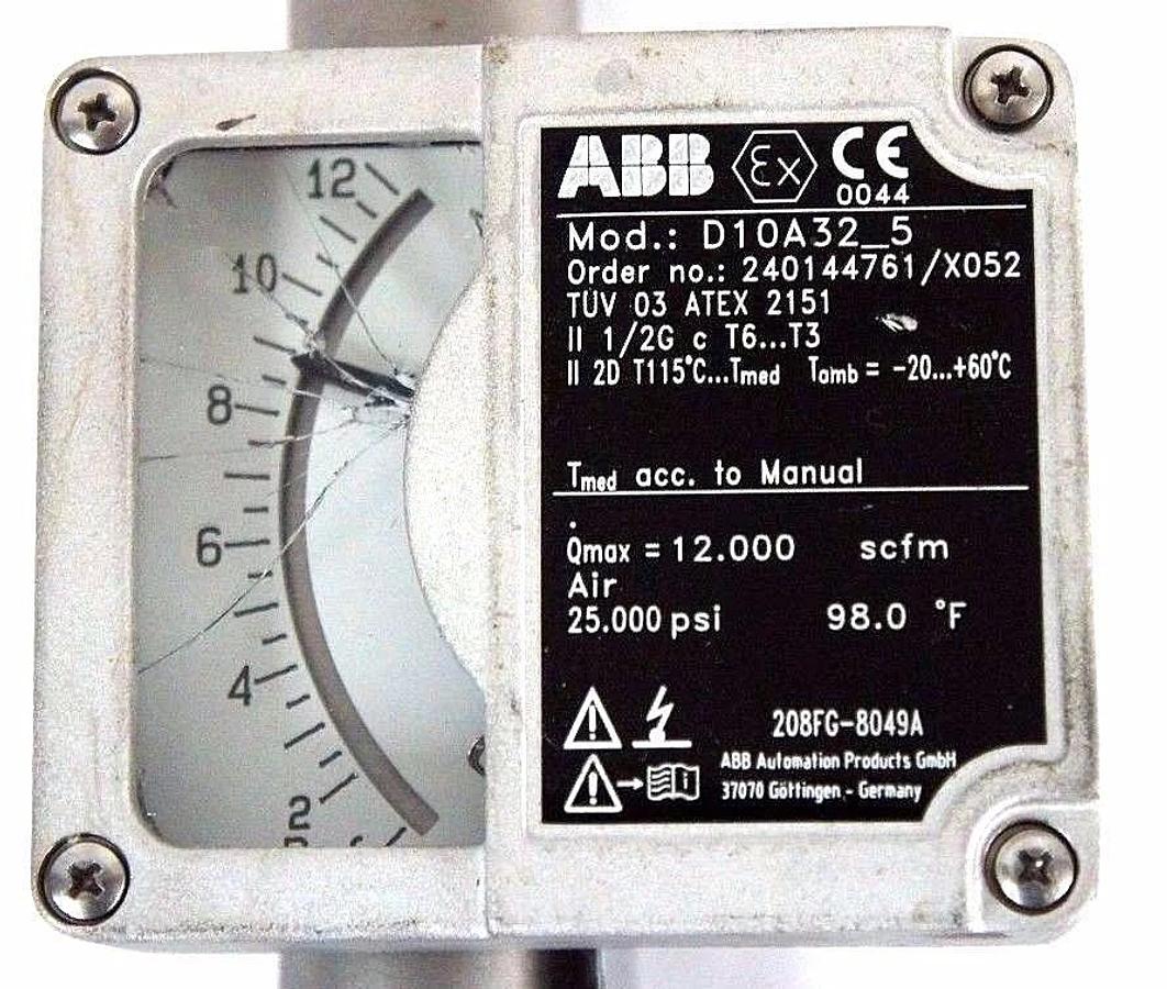 NEW ABB D10A32-5 FLOWMETER 1/2" NPT ORDER NO. 240144761/X052 D10A325