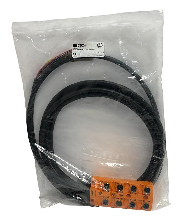 Used IFM ELECTRONIC EBC024 CompactModul M12 FEMALE 8F5P 5M LENGTH WIRING BLOCK NSMP