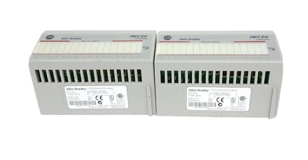Used LOT OF 2 NEW ALLEN BRADLEY 1794-IA16 SER. A 120V AC INPUT MODULES