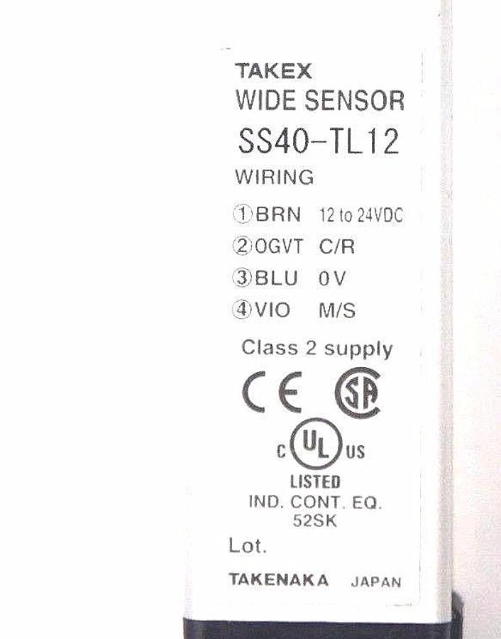 Used SET OF TAKEX LIGHT CURTAINS SS40-TR12 RECIEVER & SS40-TL12 TRANSMITTER