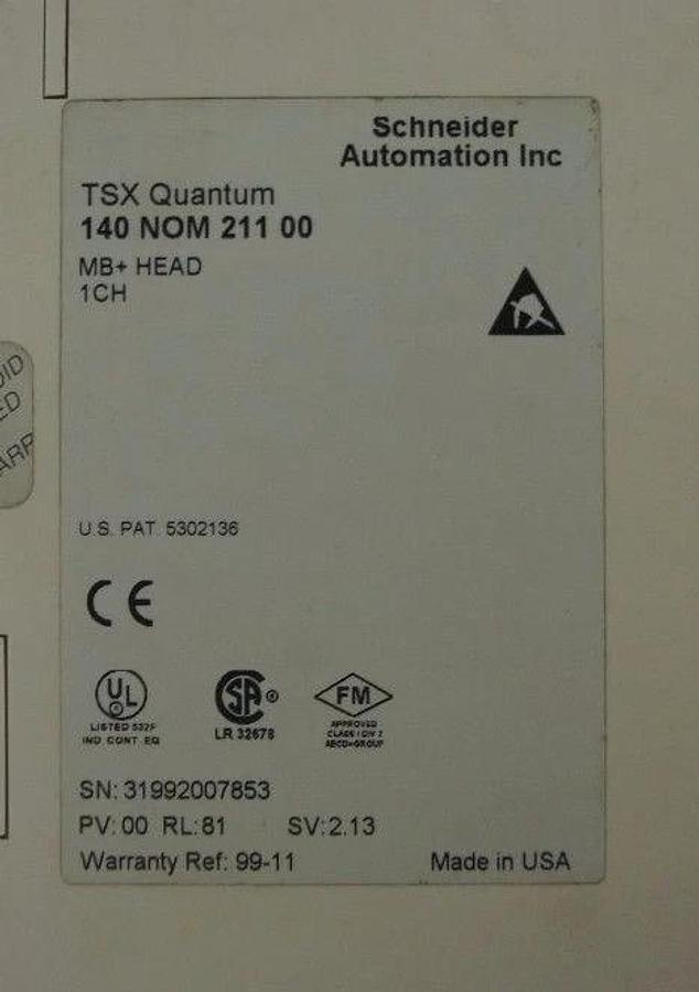 Used SCHNEIDER MODICON 140-NOM-211-00 TSX QUANTUM MB+ HEAD 1CH MODULE