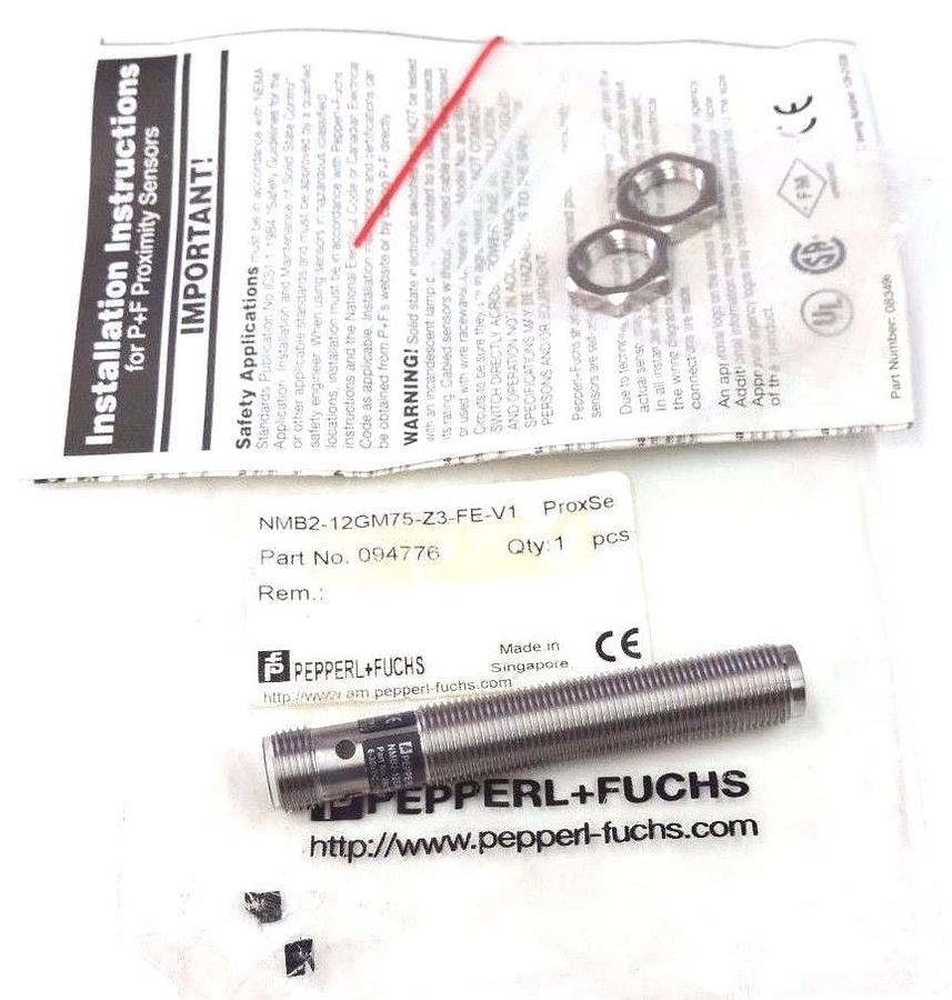 Used NIB PEPPERL+FUCHS NMB2-12GM75-Z3-FE-V1 PROX. SENSOR NMB212GM75Z3FEV1, P/N 094776