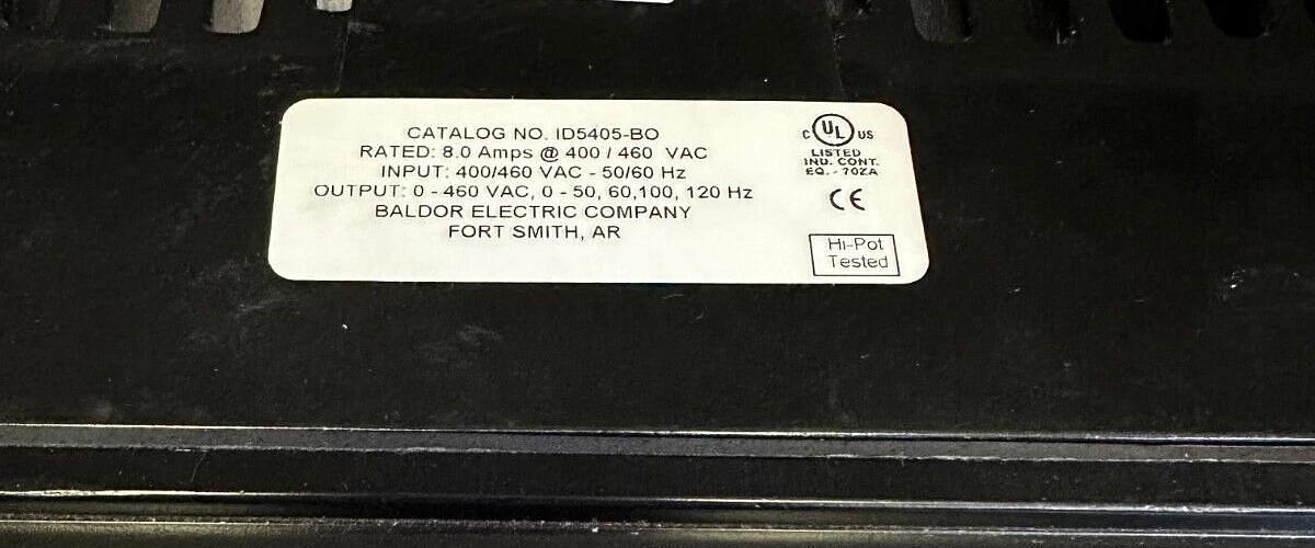 Used FOR PARTS BALDOR ID5405-BO / ID5405BO AC MOTOR ADJUSTABLE SPEED DRIVE 460VAC 5HP
