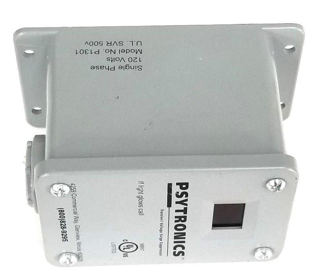 Used PSYTRONICS P1301 SINGLE PHASE SURGE SUPPRESSOR 120 VOLTS, U.L. SVR 500V