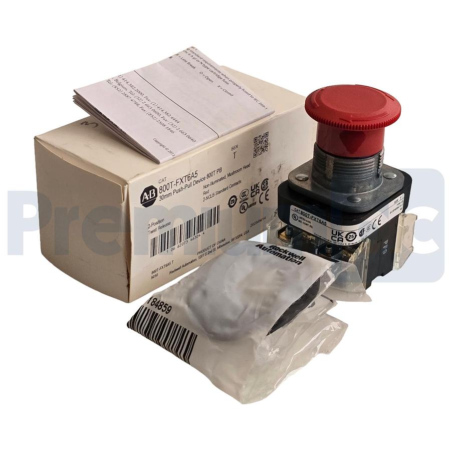 Used Allen-Bradley 800T-FXT6A5 /T 30mm Push-Pull Device 2-Pos Twist Release Red NSMP