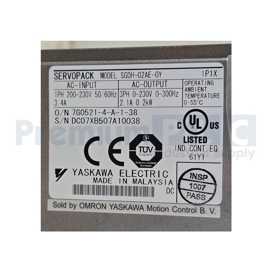 Used PARTS OMRON YASKAWA SGDH-02AE-OY SIGMA-II SERVOPACK AC SERVO DRIVE SGDH-02AE-0Y