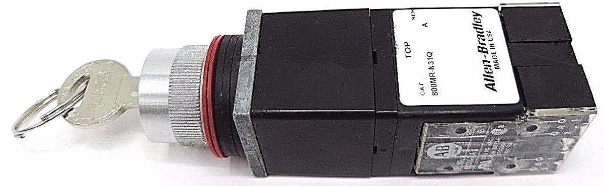 Used NIB ALLEN BRADLEY 800MR-N31QB SER. A SELECTOR SWITCH 800MR-N31Q W/ KEY