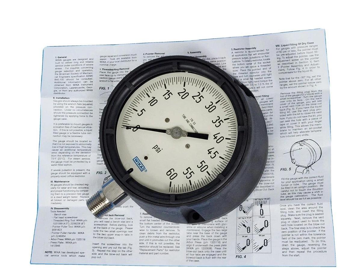 Used NEW WIKA 233.34 4.5'' / 2333445 PRESSURE GAUGE 60PSI 1/2''NPT 9834006