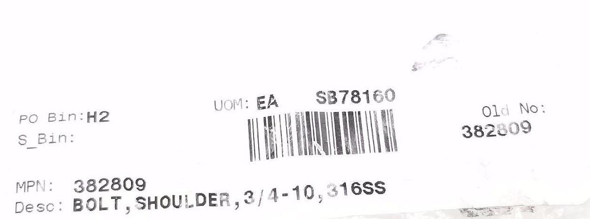 Used LOT OF 3 NEW GENERIC 382809 SHOULDER BOLTS 3/4-10, 316SS