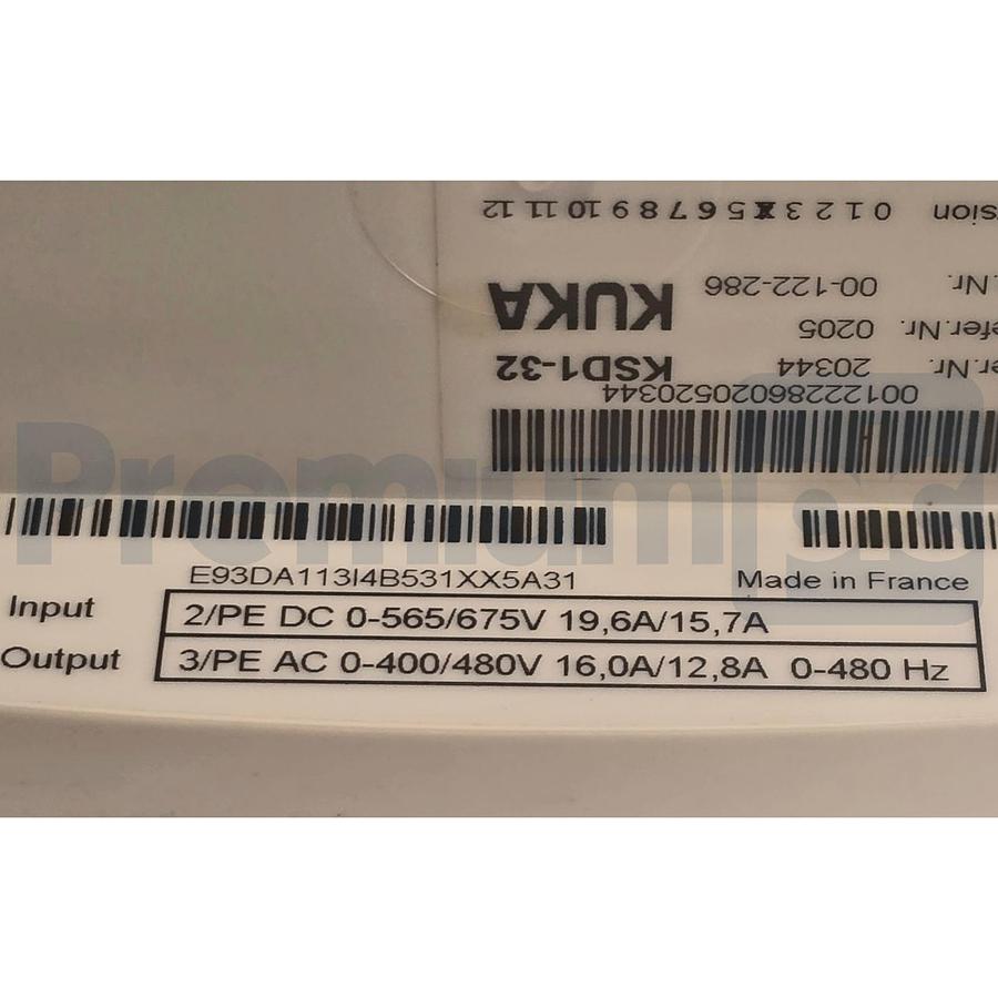 Used KUKA KSD1-32 E93DA113I4B531 KRC2 DRIVE 13293120 E93DA113I4B531XX4B23 00-122-286