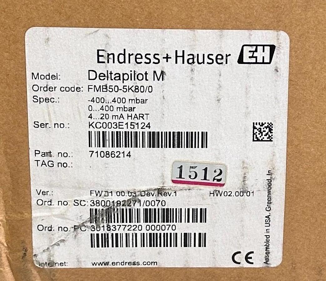 NEW ENDRESS + HAUSER FMB50-5K80/0 / 71086214 Deltapilot M HART LEVEL TRANSMITTER