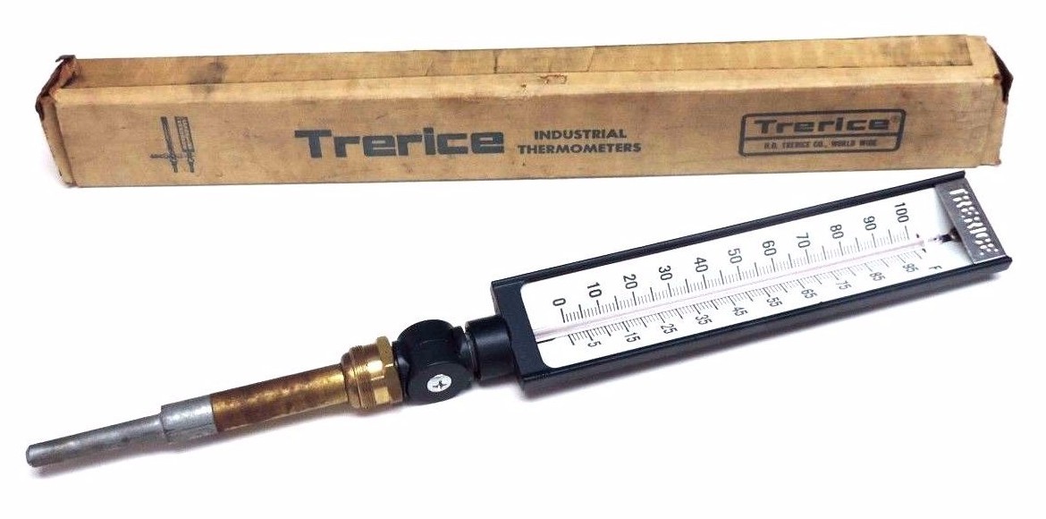 Used NIB TRERICE 0-100 DEG. F INDUSTRIAL THERMOMETER 19-1/2" TOTAL LENGTH