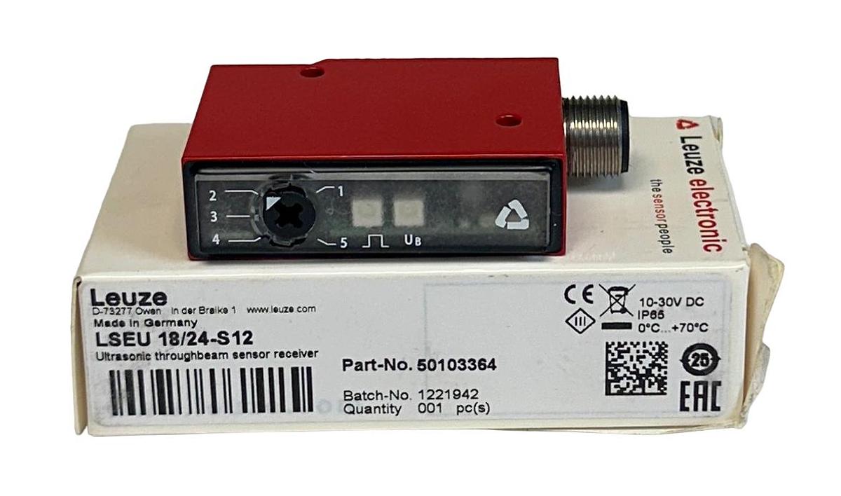 Used NEW LEUZE LSEU 18/24-S12 / 50103364 ULTRASONIC SENSOR TRANSMITTER 10-30VDC NSMP