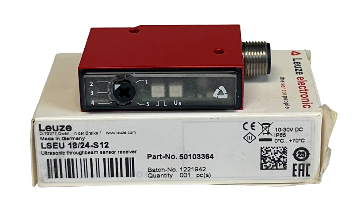 Used NEW LEUZE LSEU 18/24-S12 / 50103364 ULTRASONIC SENSOR TRANSMITTER 10-30VDC NSMP