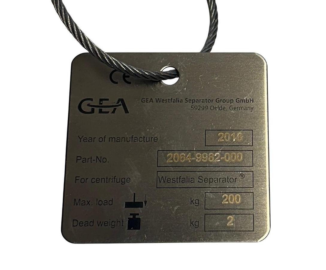 Used GEA 2064-9982-000 / 20649982000 EYE-BOLT ASSEMBLY FOR WESTFALIA SEPARATOR NSNP