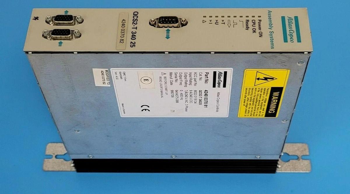 Used ATLAS COPCO 4240-0370-82 SERVO DRIVE 9A/340VDC 7A/240VAC 3PHASE