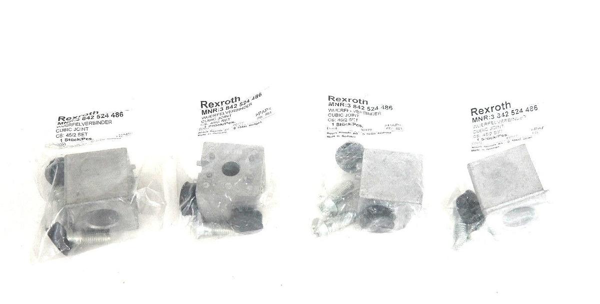 Used LOT OF 4 NEW REXROTH 3-842-524-486 CUBIC JOINT CONNECTORS 3842524486