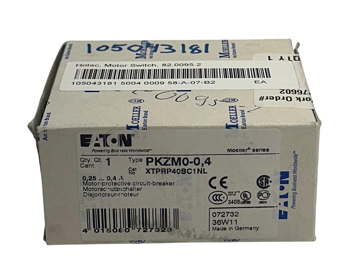 Used EATON PKZM0-0,4 / XTPRP40BC1NL MOELLER SERIES CIRCUIT BREAKER 072732 NSMP