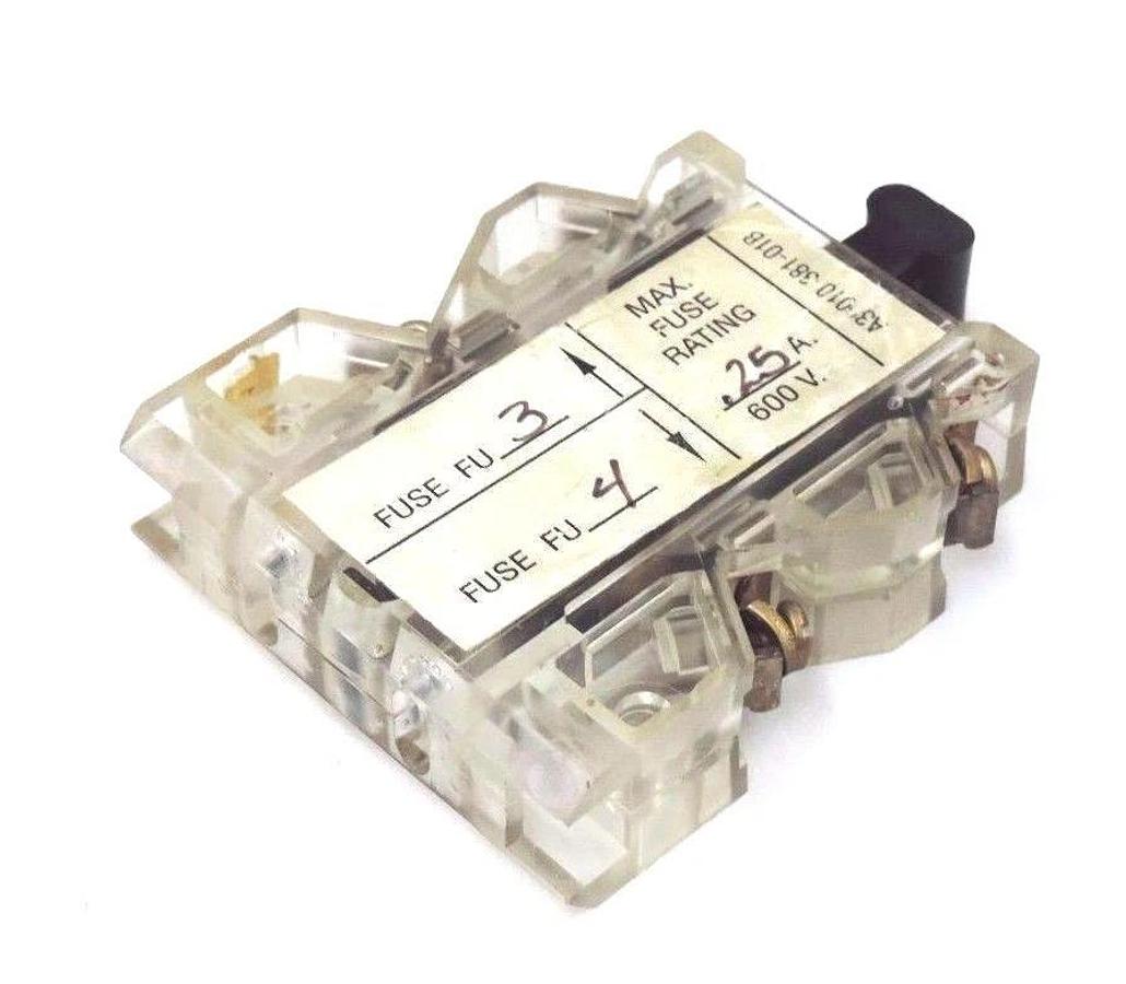 Used SQUARE D 9999-SFR4 CIRCUIT FUSE HOLDER 9999SFR4, 600 VAC 6A MAX CLASS CC FUSES