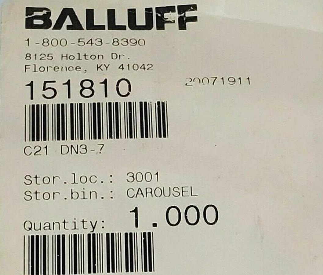 Used LOT OF 6 NEW BALLUFF C21 DN3-7 1/2" AC CORDSETS 151810