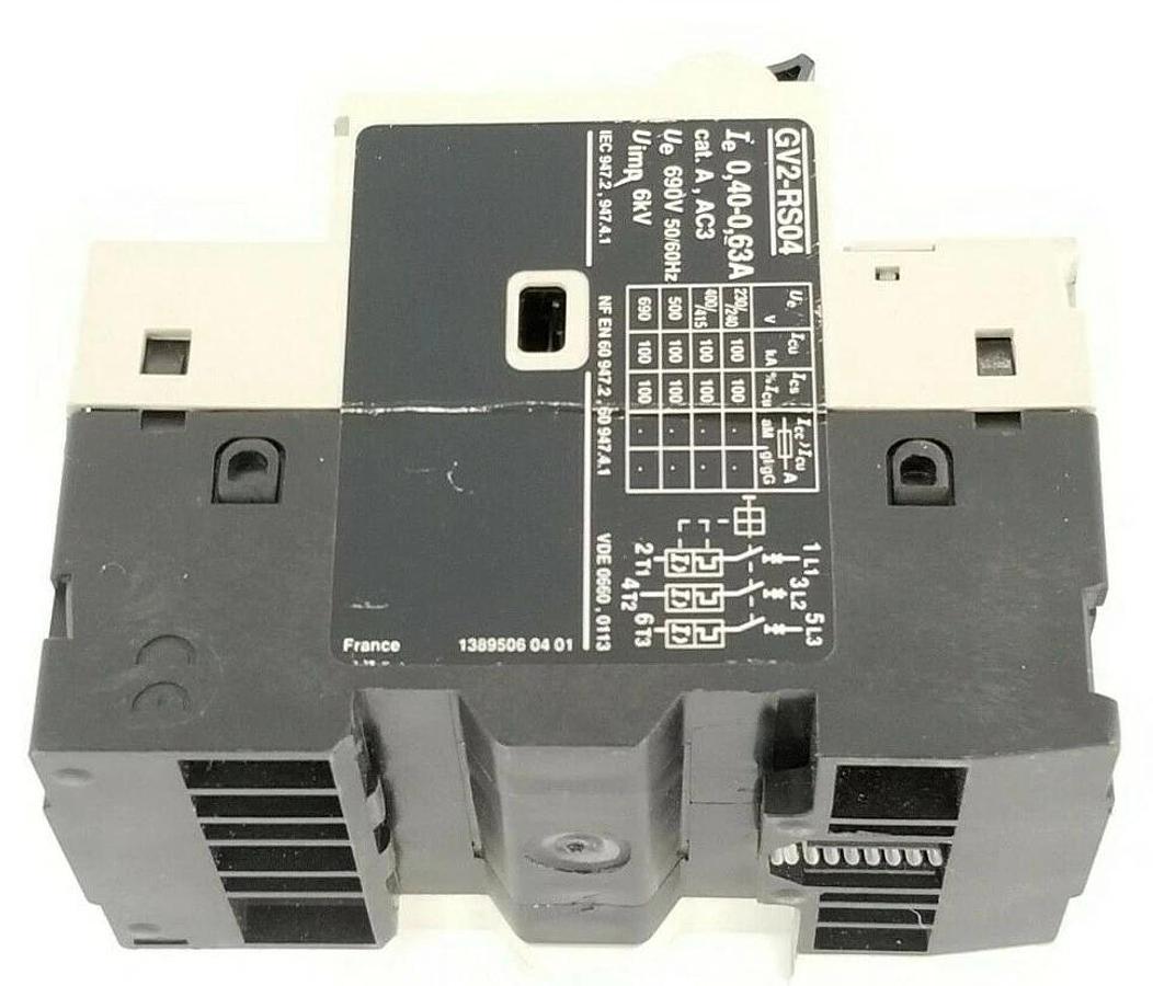 Used TELEMECANIQUE GV2-RS04 STARTER 0.4-0.63A W/ GV2-AN11 AUX. CONTACT