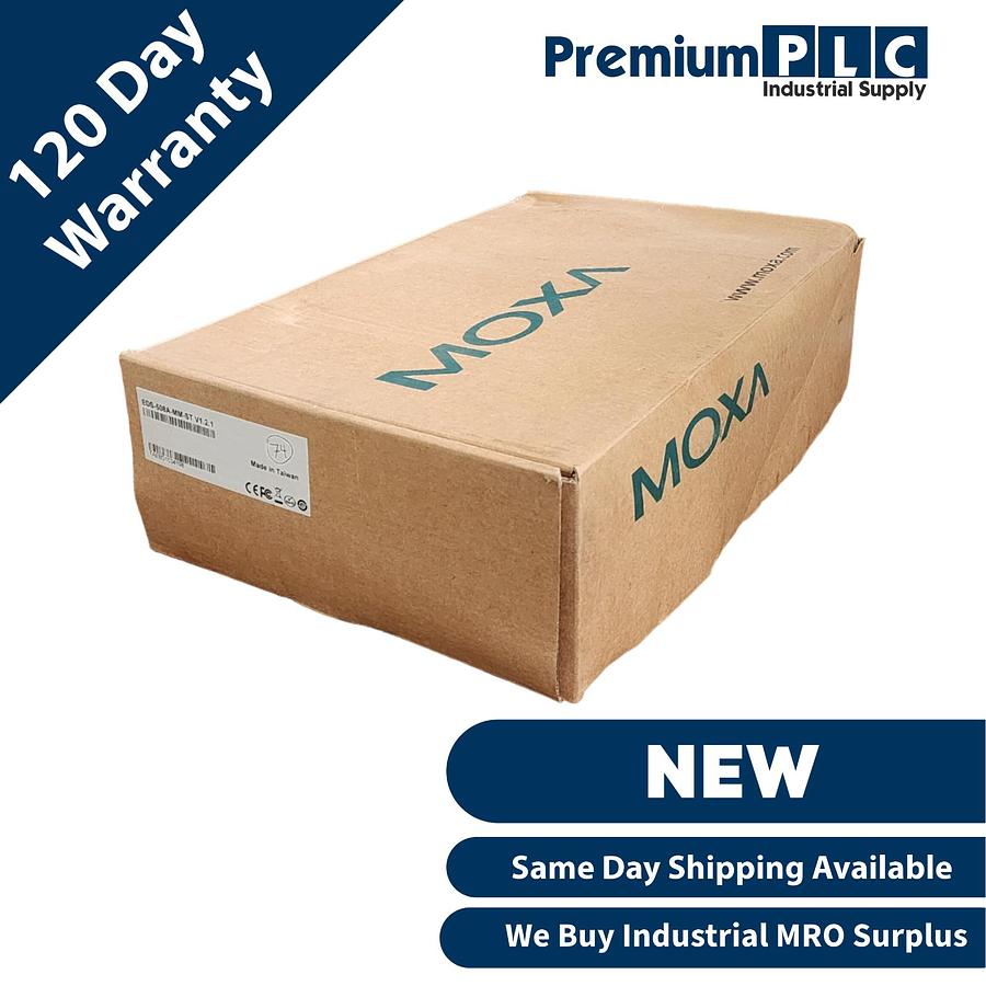 Used NEW MOXA EDS-508A-MM-ST 8 PORT ETHERNET SWITCH W/6-10/100BTX 2-MM ST FIBER PORTS