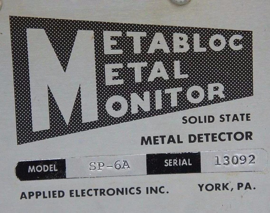Used METABLOC METAL MONITOR SP-6A SOLID STATE METAL DETECTOR SP6A