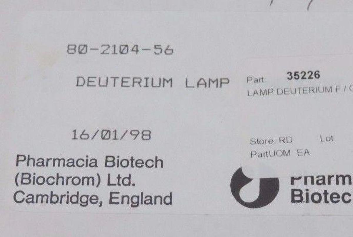 Used NIB PHARMACIA BIOTECH 80-2104-56 DEUTERIUM LAMP 80210456