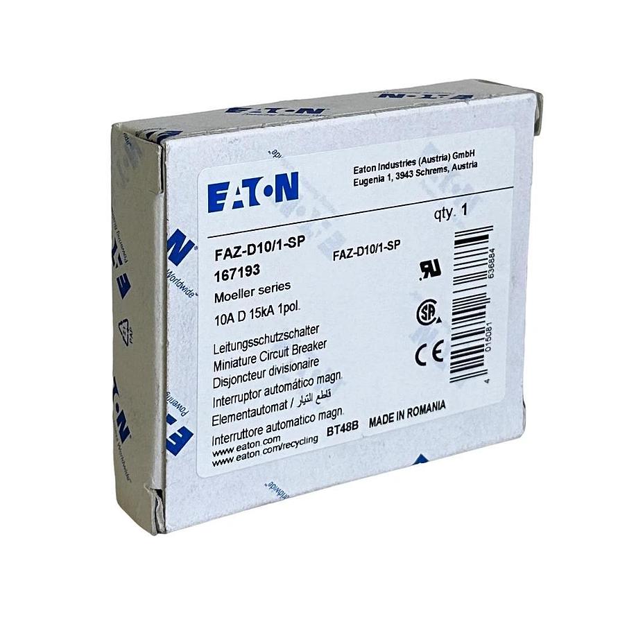 NEW EATON FAZ-D10/1-SP / FAZD101SP MINI CIRCUIT BREAKER 10A 15kA 1-POLE 167193