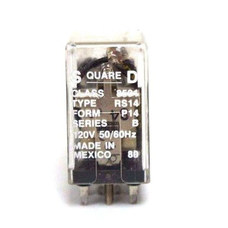 Used SQUARE D 8501-RS14 RELAY FORM P14, SERIES B, 120V, 50/60HZ, 8501RS14V120