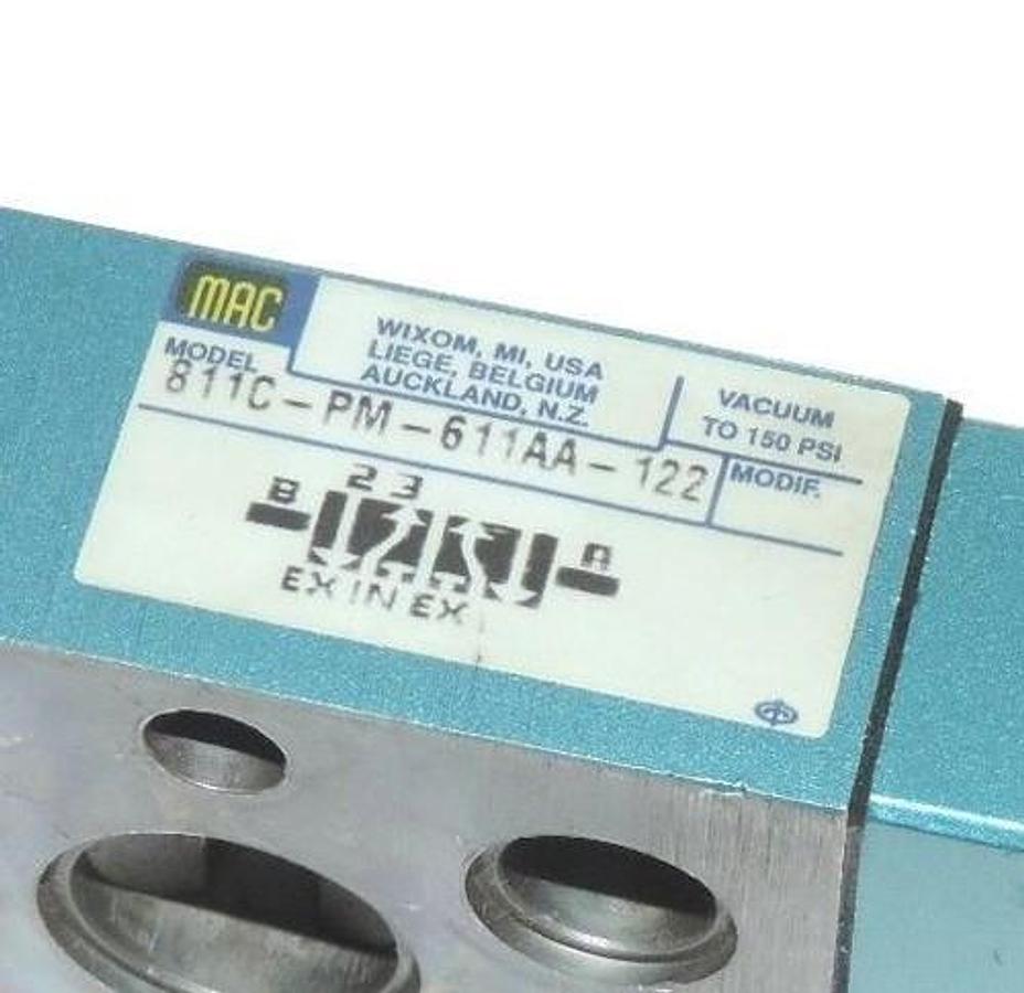 Used MAC 811C-PM-611AA-122 VALVE W/ PME-611AAAA SOLENOID VALVE 24VDC 8.5W 120PSI