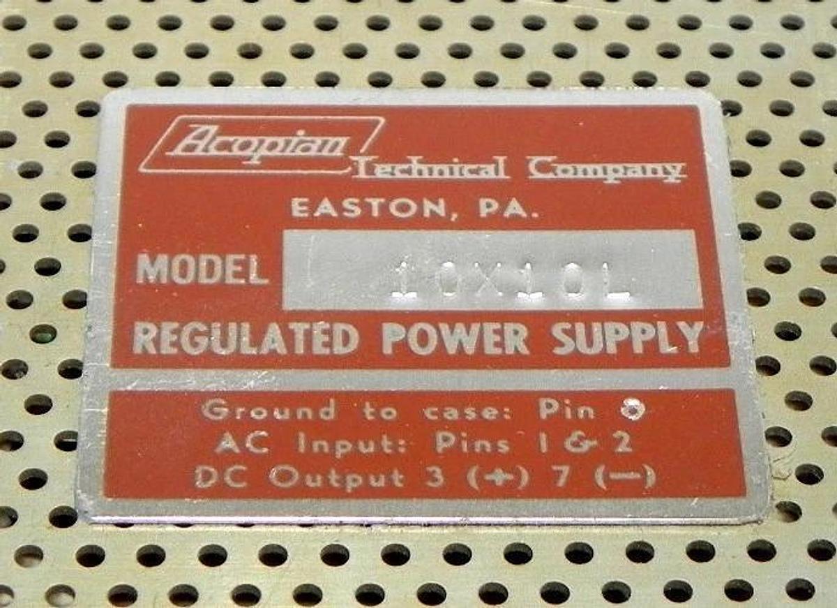 Used ACOPIAN 10X10L REGULATED POWER SUPPLY