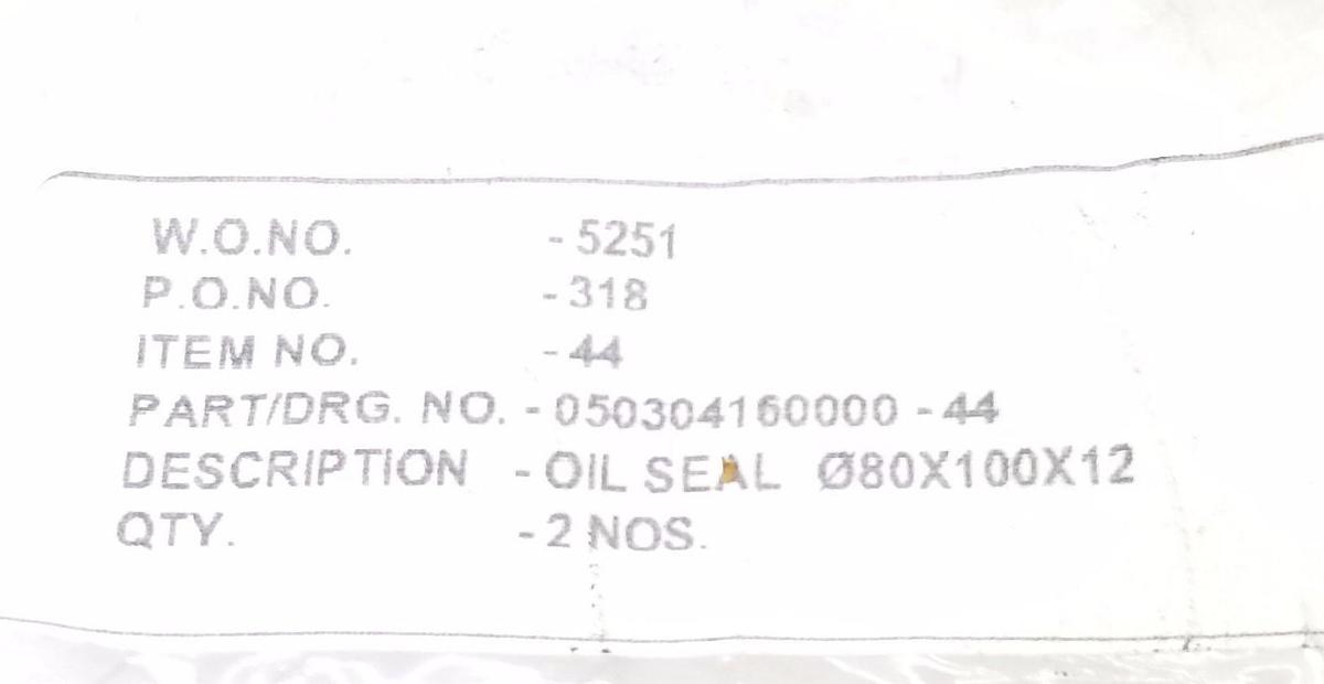 Used LOT OF 2 GERA 050304160000-44 OIL SEALS 080X100X12