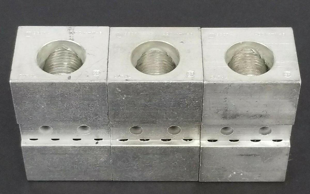 Used LOT OF 3 ILSCO 98074 LUG CONNECTORS 400KCMIL-6 CU7AL 2-14