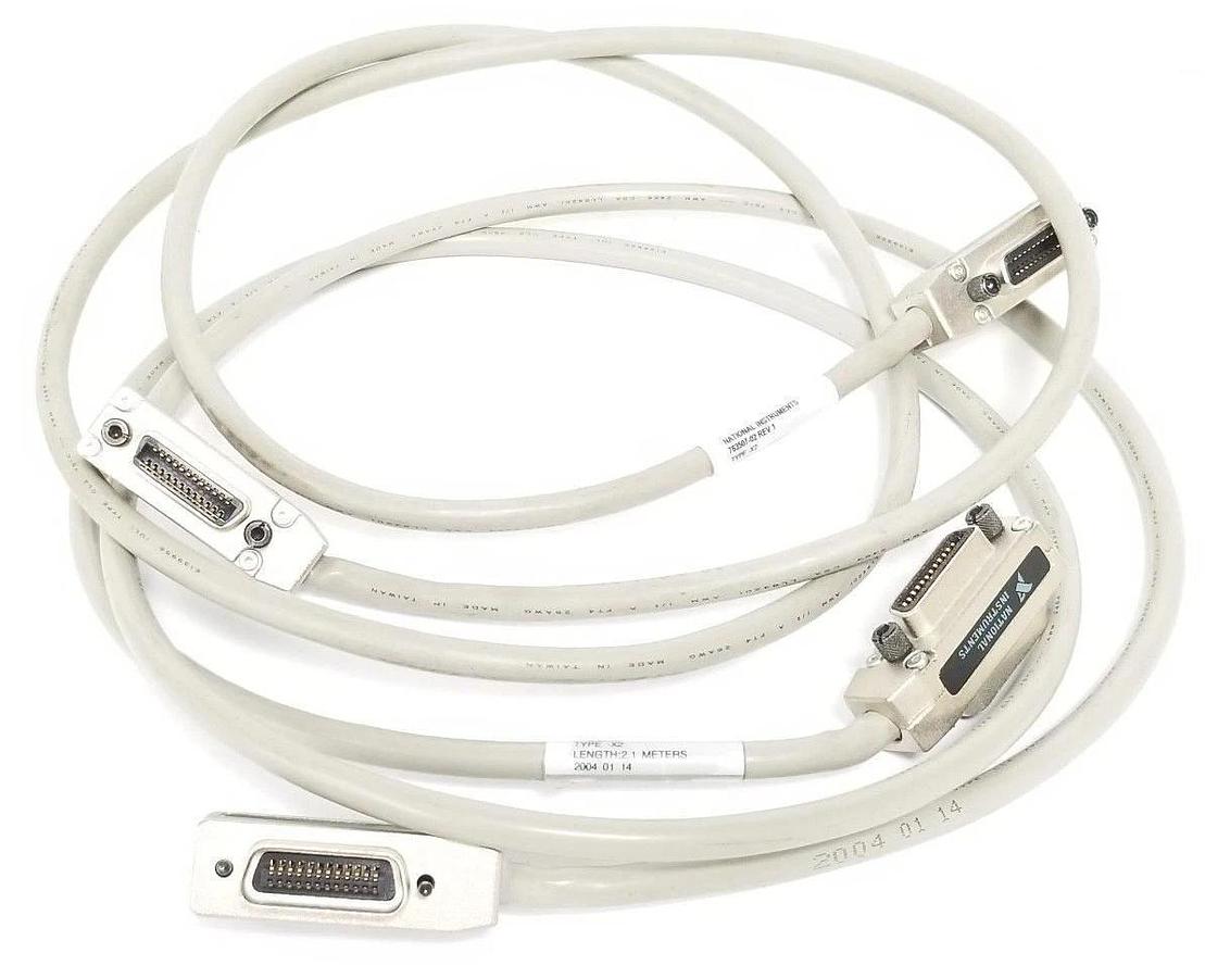 Used LOT OF 2 NATIONAL INSTRUMENTS 763507-02 CABLES, REV 1, TYPE X2, 2.1M