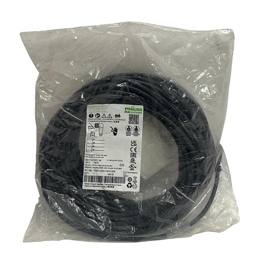 Used MURR ELEKTRONIK 7000-12341-6141500 / 7000123416141500 CONNECTION CABLE 15M NSFS