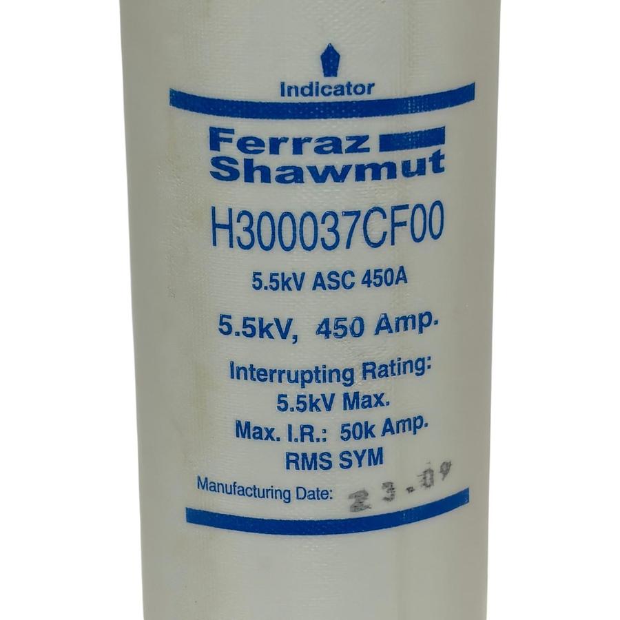 Used Ferraz Shawmut H300037CF00 Amp-Trap Medium Voltage Fuse 5.5kV 450A with Bracket