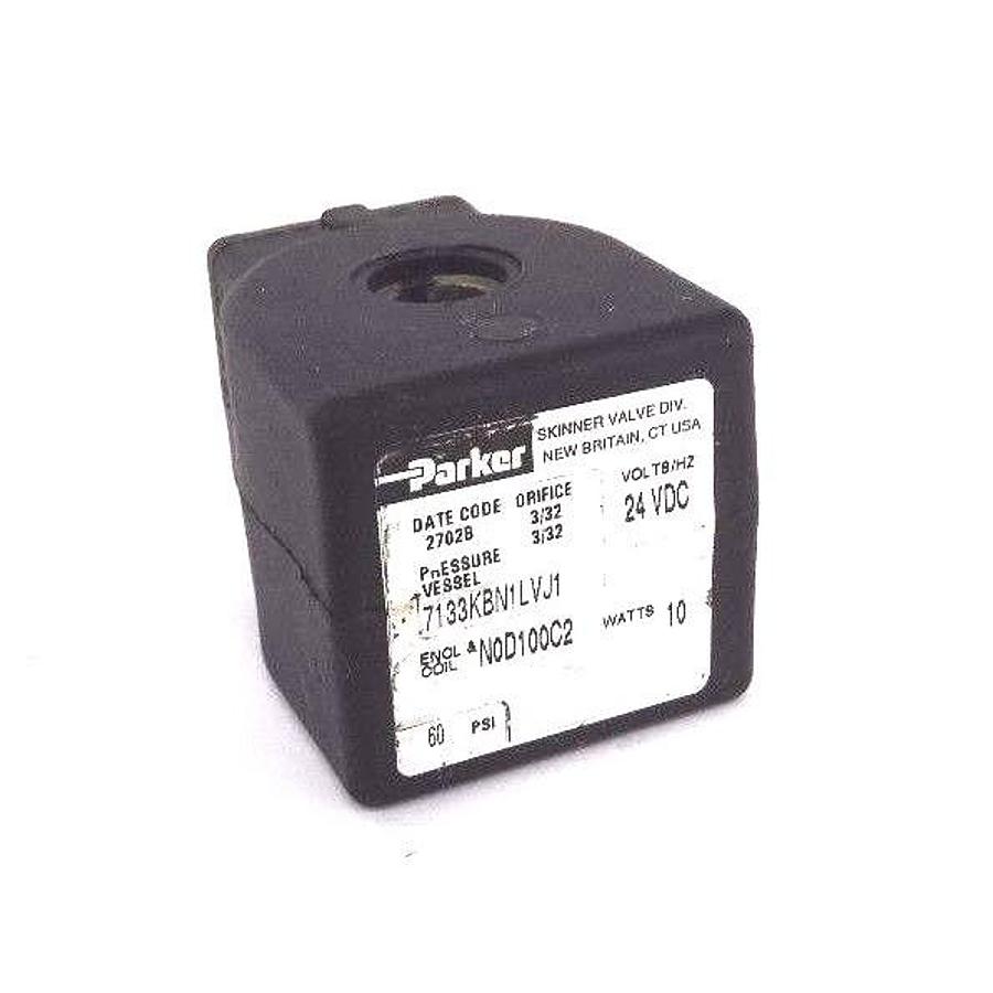 Used PARKER 7133KBN1LVJ1 VALVE 24VDC, 10 WATT, 3/32 ORIFICE, 7D100C2 22 1SHF7