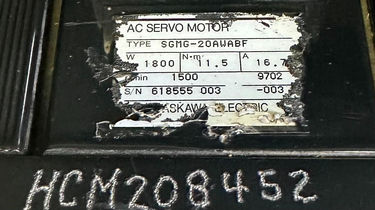 Used NEW YASKAWA ELECTRIC SGMG-20AWABF / SGMG20AWABF AC SERVO MOTOR 1800W 11.5Nm
