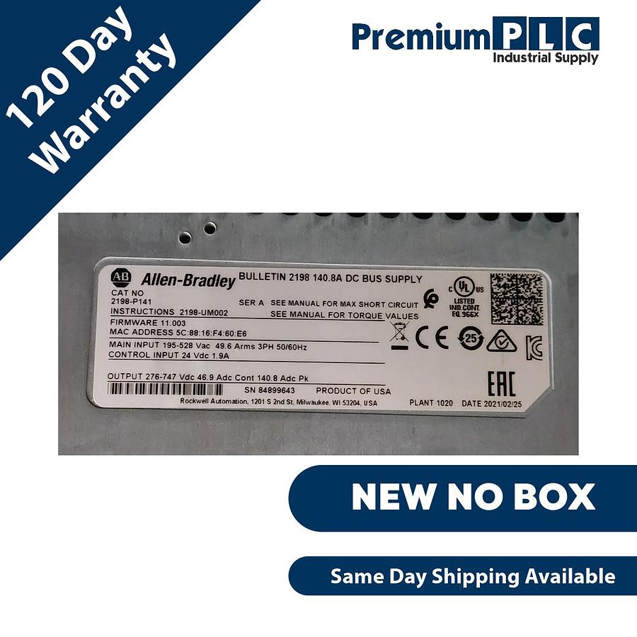 Used NEW GENUINE ALLEN BRADLEY 2198-P141 /A Kinetix 5700 DC BUS POWER SUPPLY 2198P141