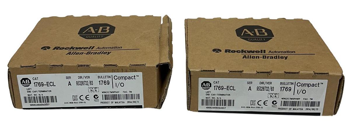 Used 2 ALLEN BRADLEY 1769-ECL /A CompactLogix LEFT END CAP / TERMINATOR NSMP