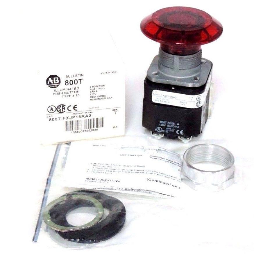 NIB ALLEN BRADLEY 800T-FXJP16RA2 ILLUMINATED PUSH BUTTON SER T 800TFXJP16RA2