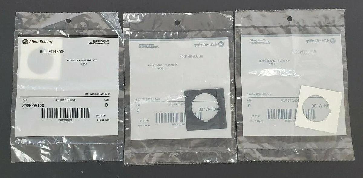 Used LOT OF 3 NEW ALLEN BRADLEY 800H-W100 GREY LEGEND PLATES SER. D