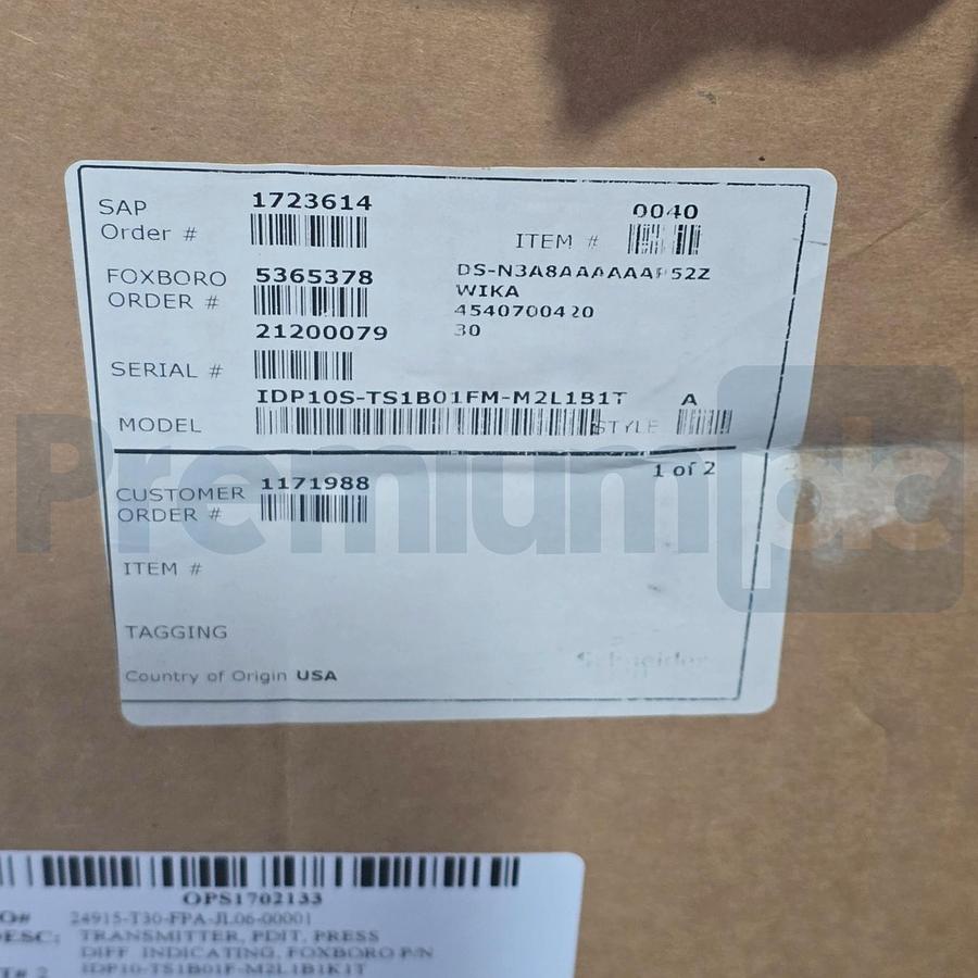Used Schneider Foxboro IDP10S-TS1B01FM-M2L1B1T Pressure Transmitter Dual WIKA Seals