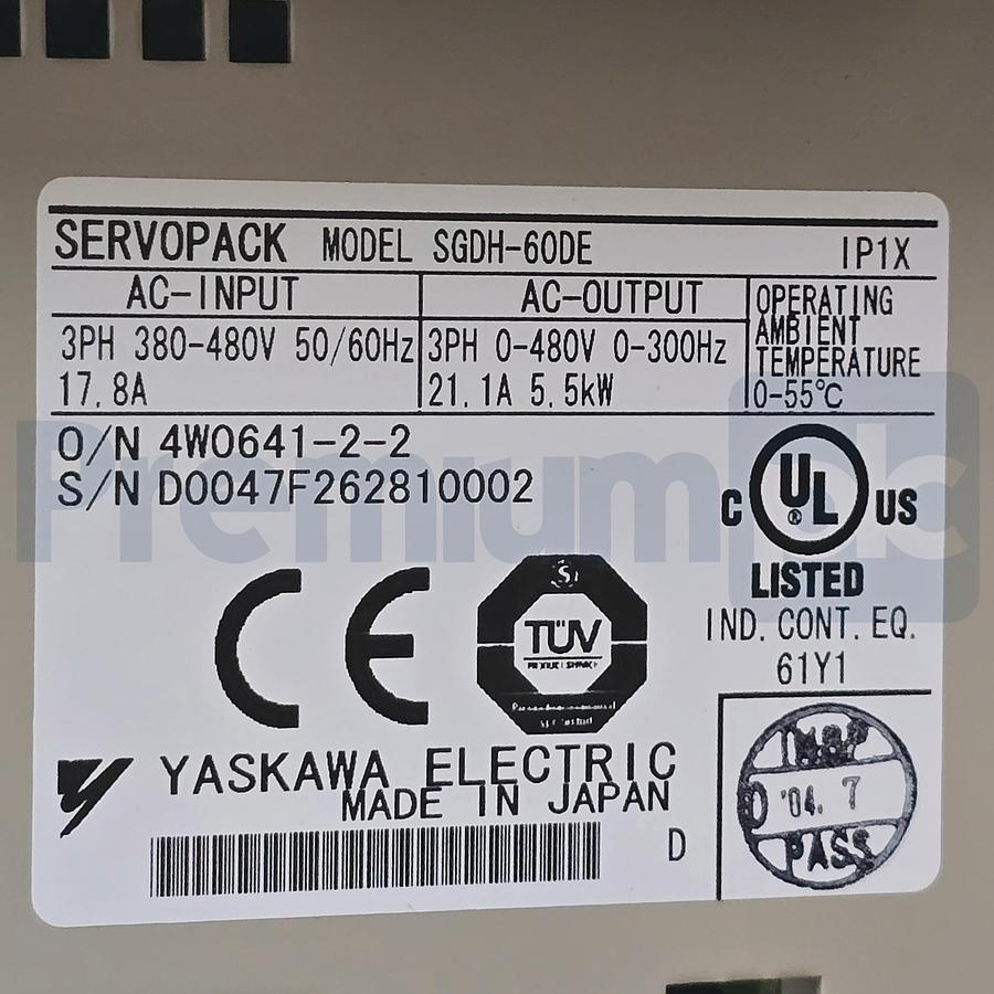 Used YASKAWA SGDH-60DE / SGDH60DE SIGMA II SERVOPACK AMPLIFIER 400V 6kW w/JUSP-NS500