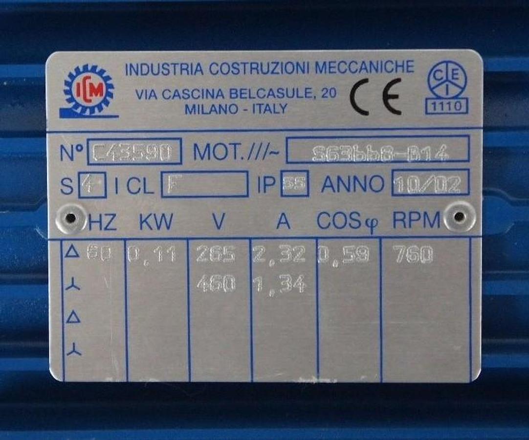 Used NEW ICM INDUSTRIA COSTRUZIONI MECCANICHE C43590 MOTOR, S63668-814