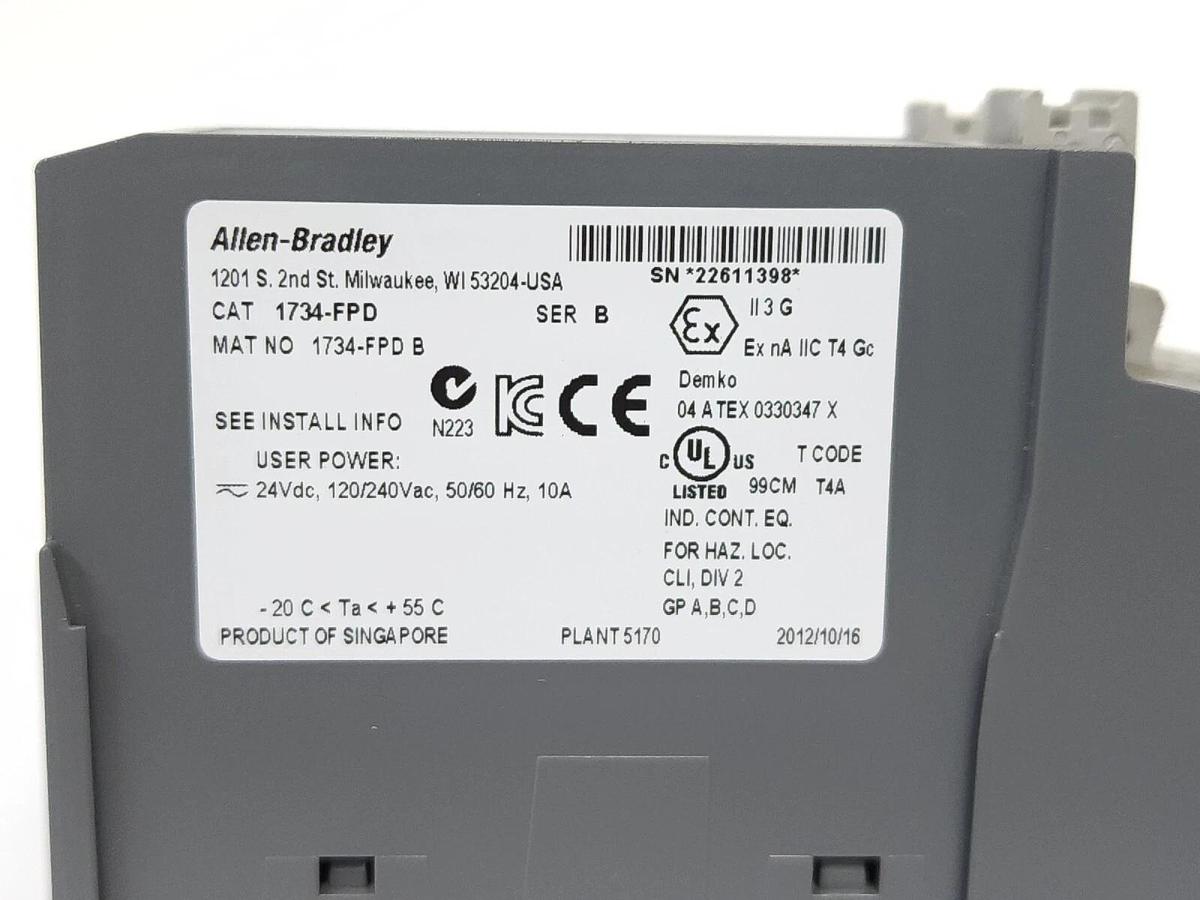Used LOT OF 2 ALLEN BRADLEY 1734-FPD SER. B FIELD POWER DISTRIBUTOR MODULES