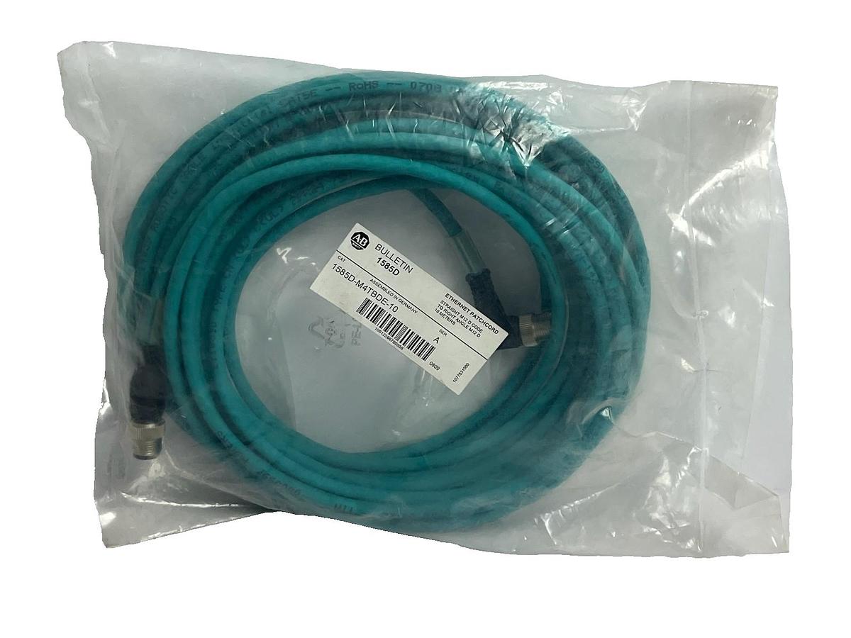 Used NEW Allen-Bradley 1585D-M4TBDE-10 Ethernet Patchcord M12 D-Code 10m 32.8ft Teal