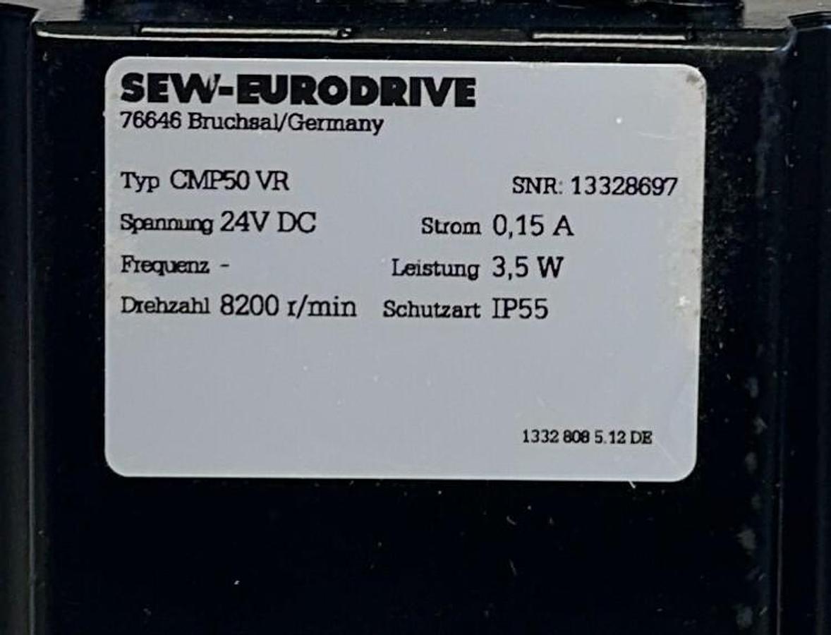 Used SEW-EURODRIVE CMP50VR SERVO MOTOR CASE W/ COOLING FAN 24VDC 3.5W 0.15A NSNP