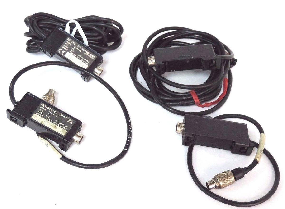 Used LOT OF 4 KEYENCE FS2-60P PHOTOELECTRIC SENSORS FS260P 12-24VDC